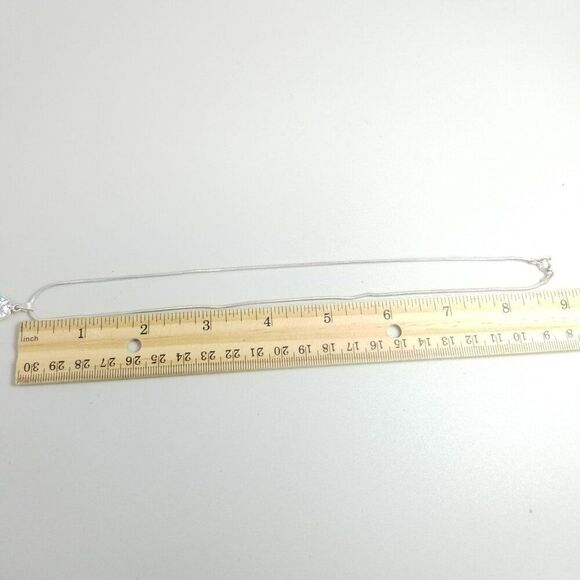 Vintage Sterling Siler Snake Chain Necklace with Sparkly Rhinestone Pendant - Picture 6 of 11